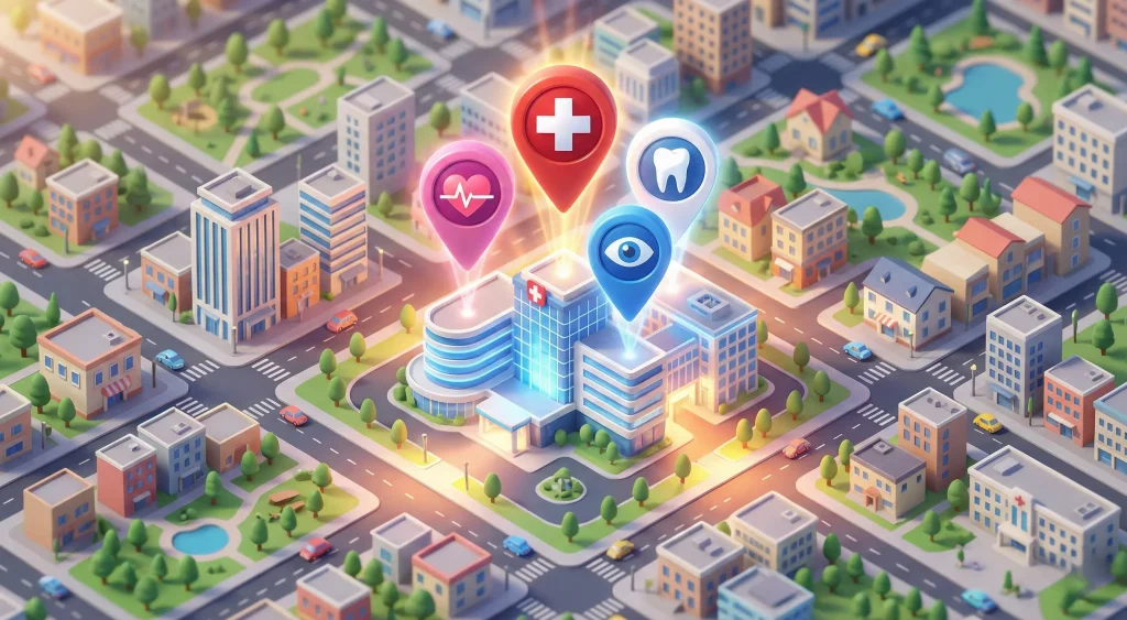 Optimizing multiple Google Business Profiles for hospital departments.